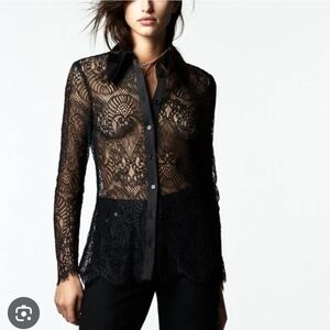 Zara Black Lace Blouse